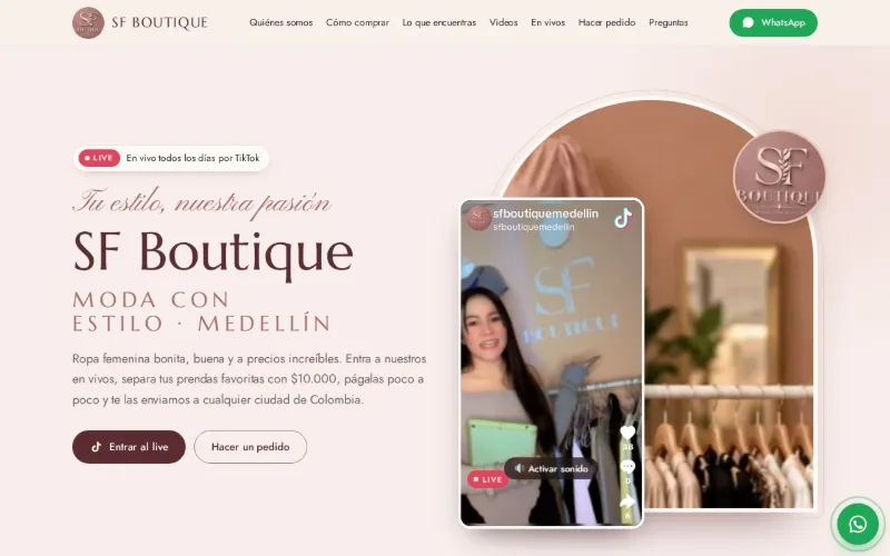 Página de inicio de sfboutiquemedellin.com