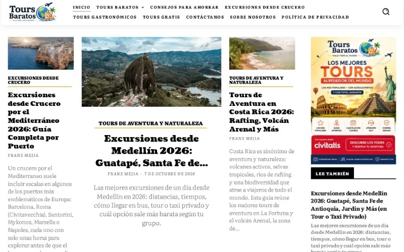 Página de inicio de toursbaratos.com