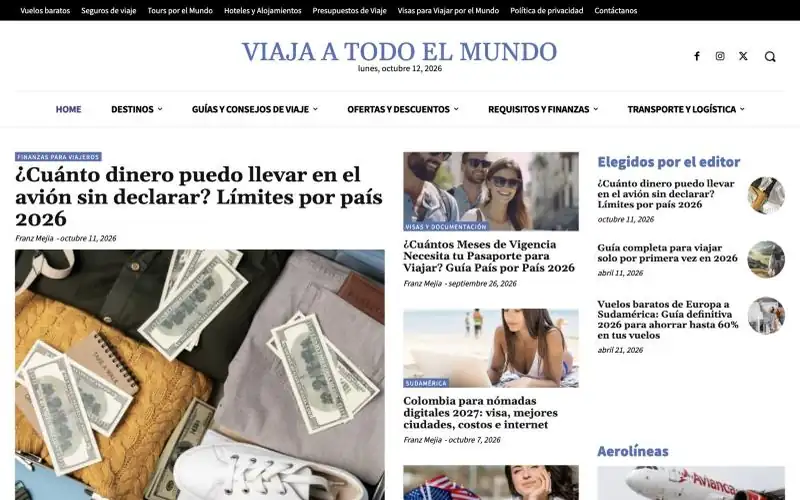 Página de inicio de viajaatodoelmundo.com